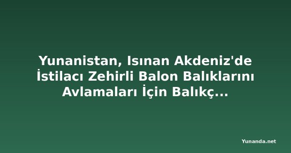 Yunanistan, Isınan Akdeniz'de İstilacı Zehirli Balon Balıklarını Avlamaları İçin Balıkçılara Ödeme Yapıyor