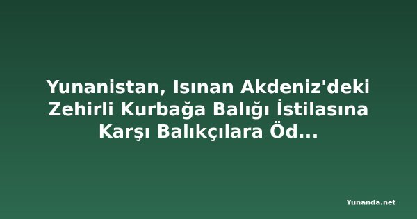 Yunanistan, Isınan Akdeniz'deki Zehirli Kurbağa Balığı İstilasına Karşı Balıkçılara Ödeme Yapıyor