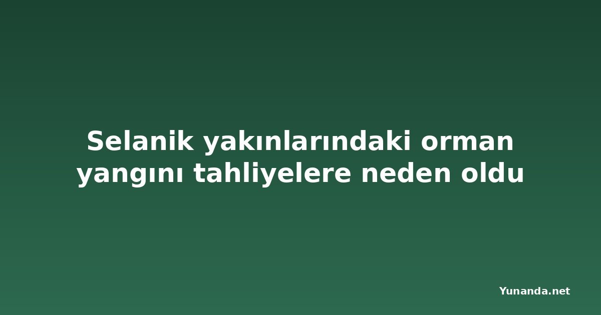 Selanik yakınlarındaki orman yangını tahliyelere neden oldu