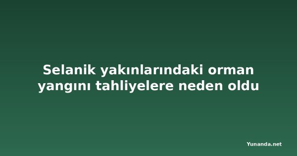 Selanik yakınlarındaki orman yangını tahliyelere neden oldu