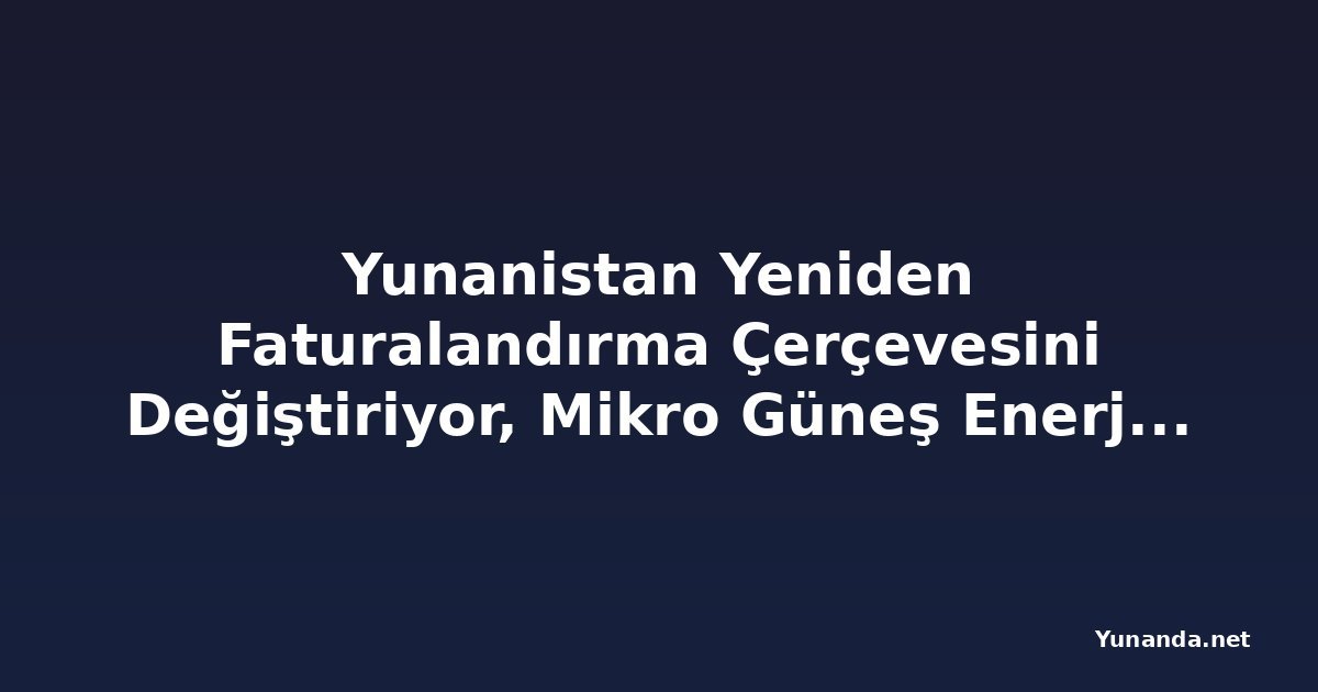 Yunanistan Yeniden Faturalandırma Çerçevesini Değiştiriyor, Mikro Güneş Enerjisi Sistemlerini Tanıtıyor