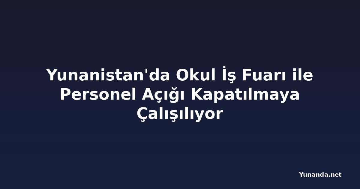 Yunanistan'da Okul İş Fuarı ile Personel Açığı Kapatılmaya Çalışılıyor