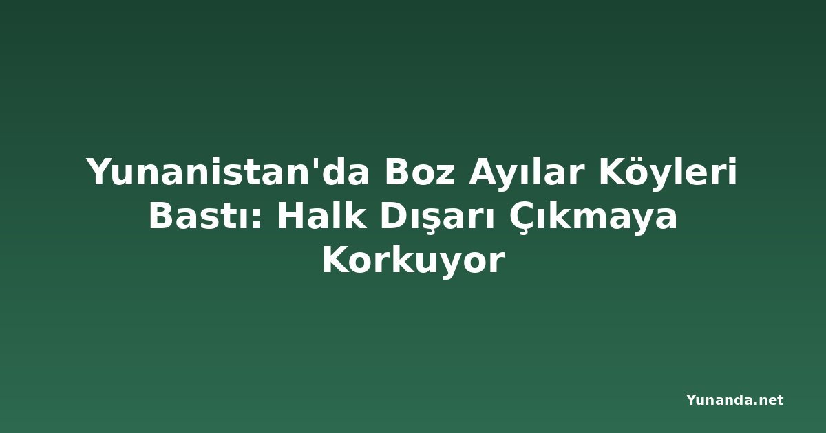 Yunanistan'da Boz Ayılar Köyleri Bastı: Halk Dışarı Çıkmaya Korkuyor