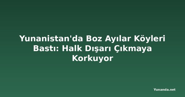 Yunanistan'da Boz Ayılar Köyleri Bastı: Halk Dışarı Çıkmaya Korkuyor