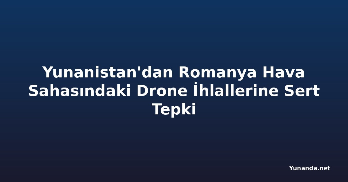 Yunanistan'dan Romanya Hava Sahasındaki Drone İhlallerine Sert Tepki