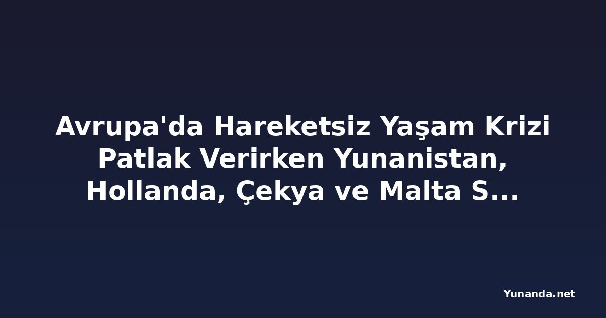 Avrupa'da Hareketsiz Yaşam Krizi Patlak Verirken Yunanistan, Hollanda, Çekya ve Malta Spor Turizmi ve Aktif Tatillerde Öne Çıkıyor