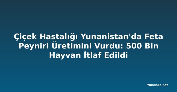 Çiçek Hastalığı Yunanistan'da Feta Peyniri Üretimini Vurdu: 500 Bin Hayvan İtlaf Edildi