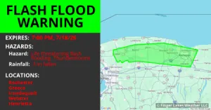 Rochester ve Çevresi İçin Ani Sel Uyarısı