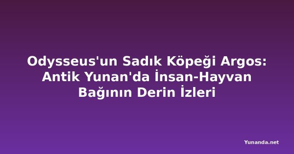 Odysseus'un Sadık Köpeği Argos: Antik Yunan'da İnsan-Hayvan Bağının Derin İzleri