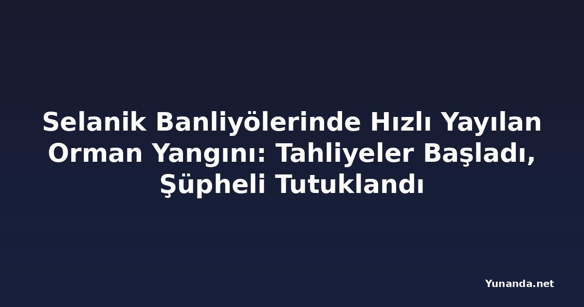 Selanik Banliyölerinde Hızlı Yayılan Orman Yangını: Tahliyeler Başladı, Şüpheli Tutuklandı