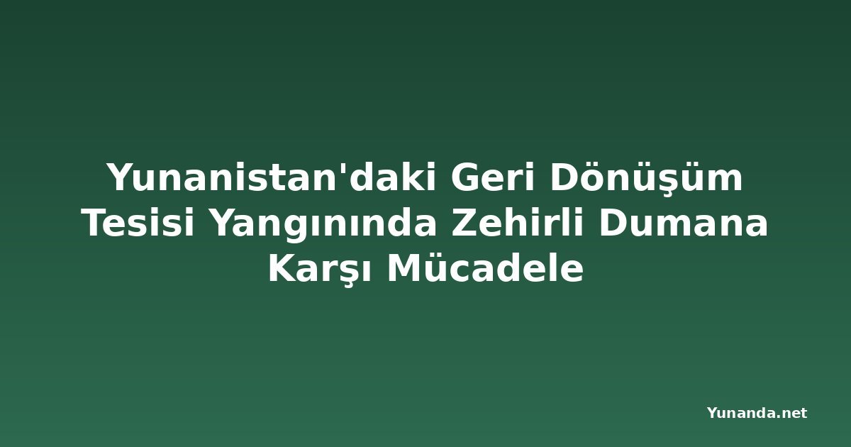 Yunanistan'daki Geri Dönüşüm Tesisi Yangınında Zehirli Dumana Karşı Mücadele