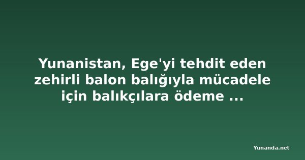 Yunanistan, Ege'yi tehdit eden zehirli balon balığıyla mücadele için balıkçılara ödeme yapacak