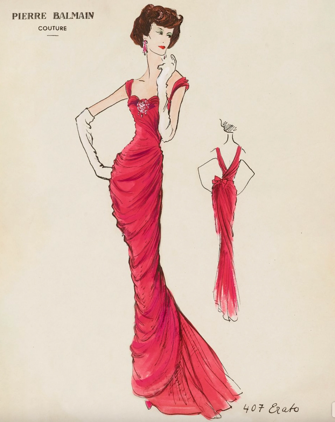 Pierre Balmain'in Haute Couture Sonbahar/Kış 1957 tasarımı 'Erato'