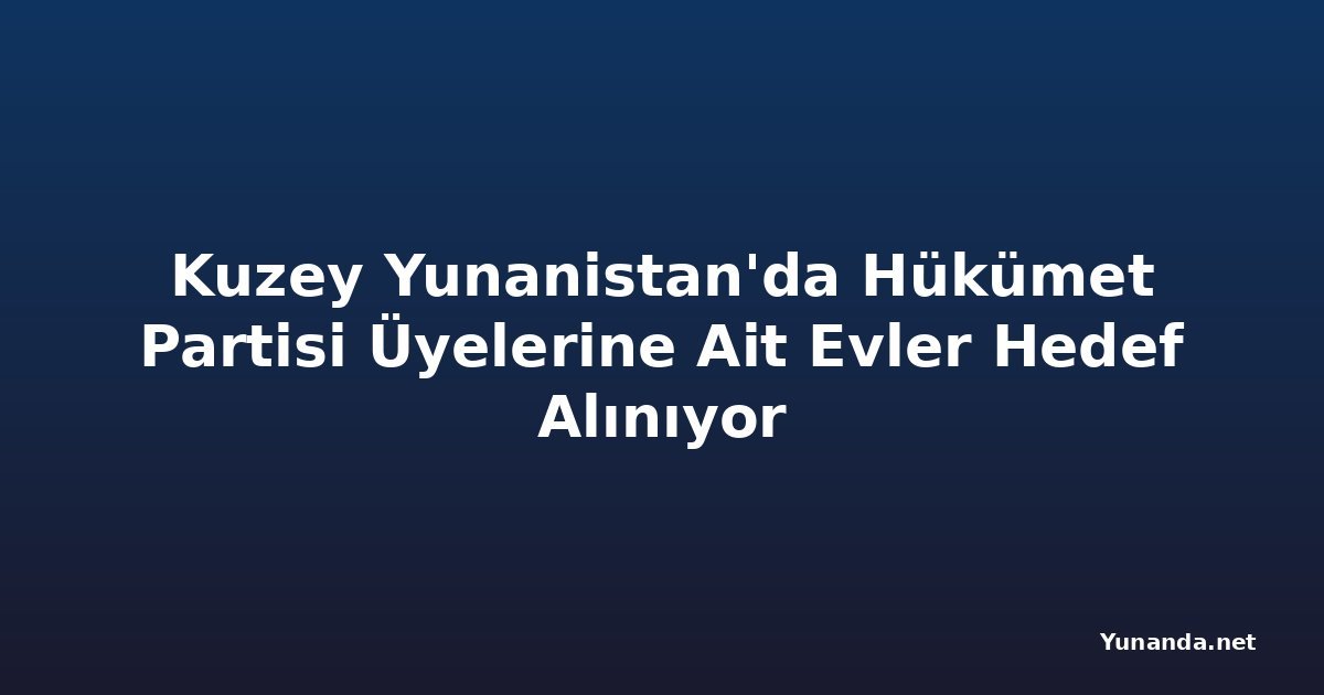 Kuzey Yunanistan'da Hükümet Partisi Üyelerine Ait Evler Hedef Alınıyor