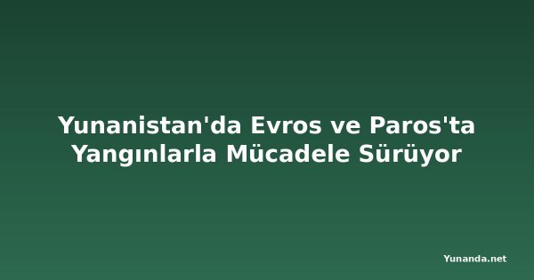 Yunanistan'da Evros ve Paros'ta Yangınlarla Mücadele Sürüyor