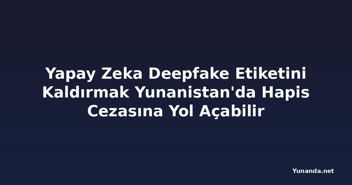 Yapay Zeka Deepfake Etiketini Kaldırmak Yunanistan'da Hapis Cezasına Yol Açabilir