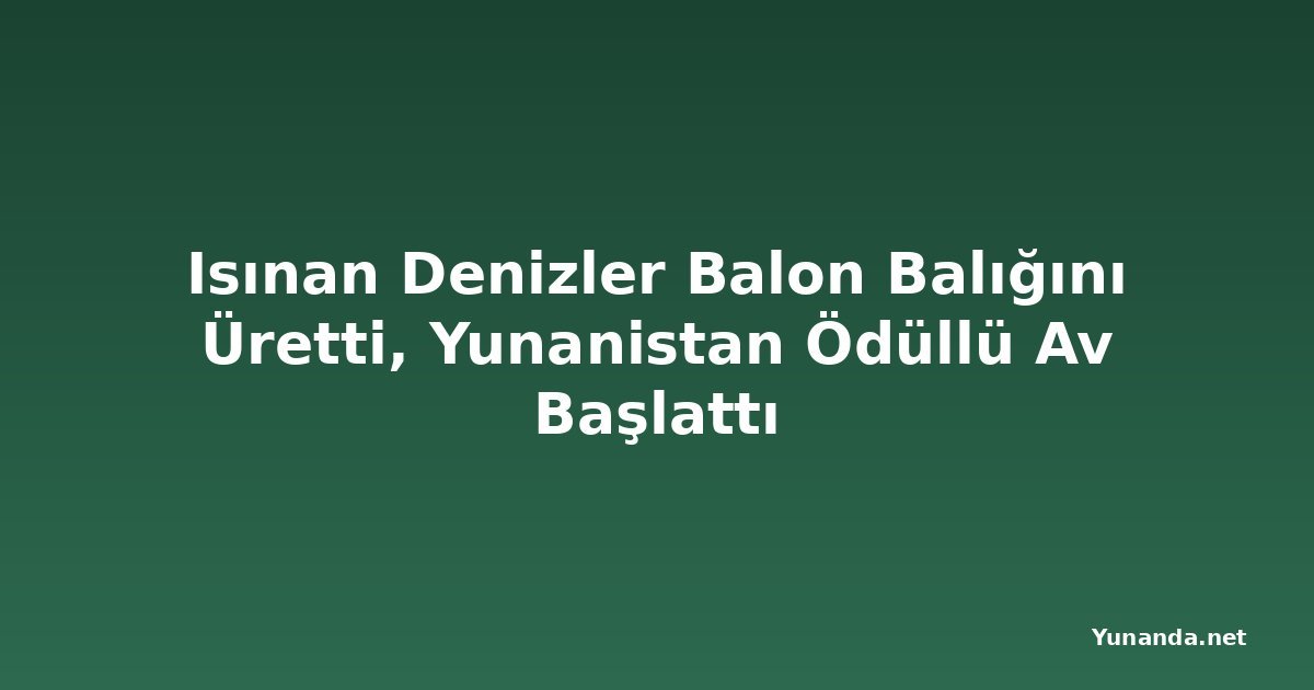 Isınan Denizler Balon Balığını Üretti, Yunanistan Ödüllü Av Başlattı