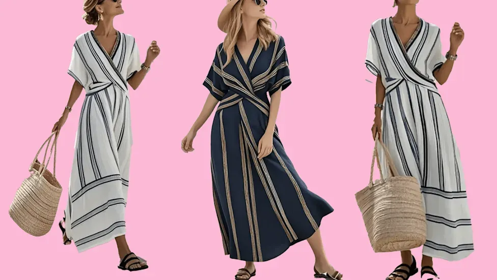 Yunan Adalarında Tatil Yapan Zengin Anne Havası Veren Şık Wrap Elbise Sadece 27 Dolar