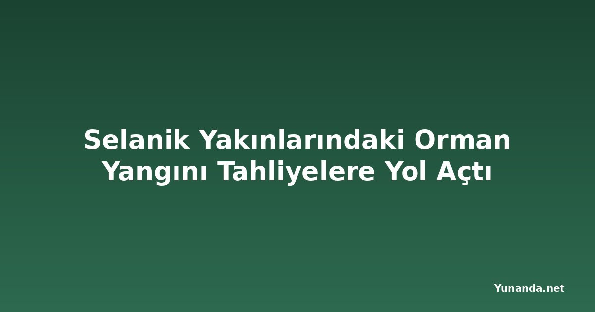 Selanik Yakınlarındaki Orman Yangını Tahliyelere Yol Açtı