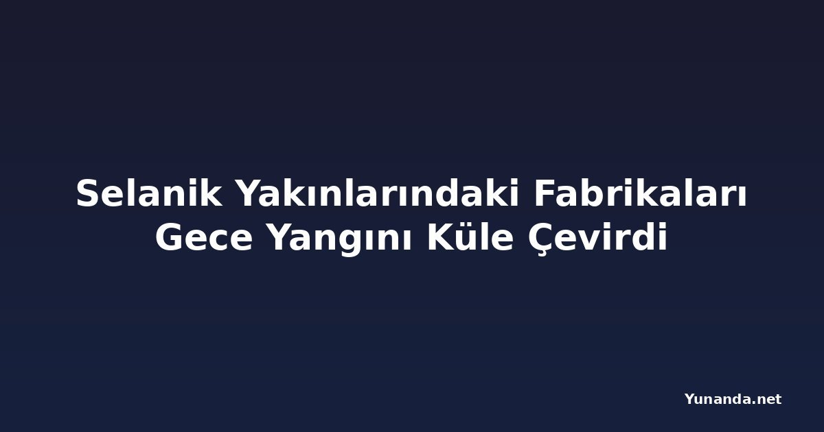 Selanik Yakınlarındaki Fabrikaları Gece Yangını Küle Çevirdi