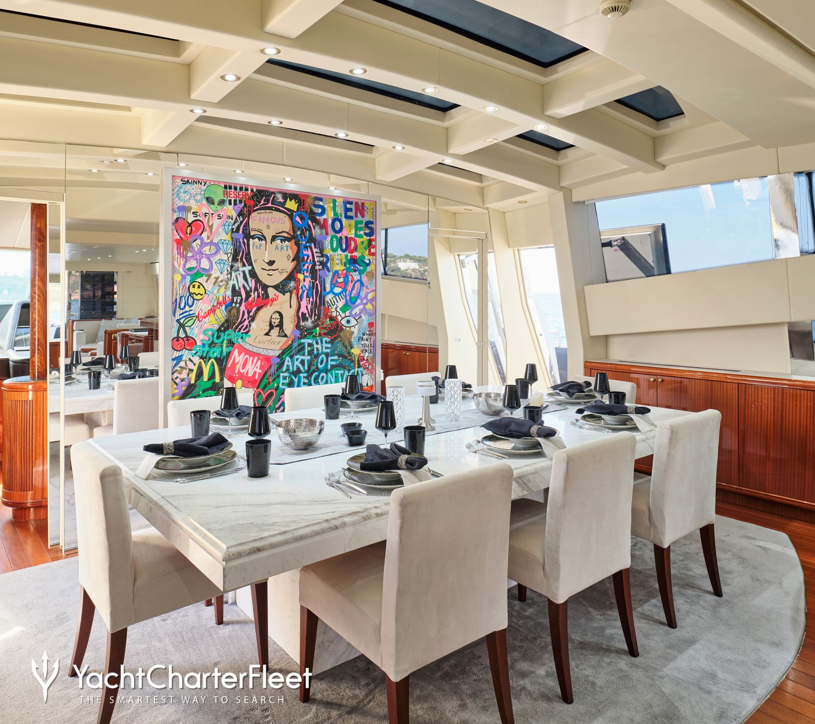 Charter yacht ABILITY interior dining area