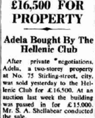 75 Yıl Önce Bugün: Helen Derneği Kulübü Perth'te Adela House'u Satın Aldı