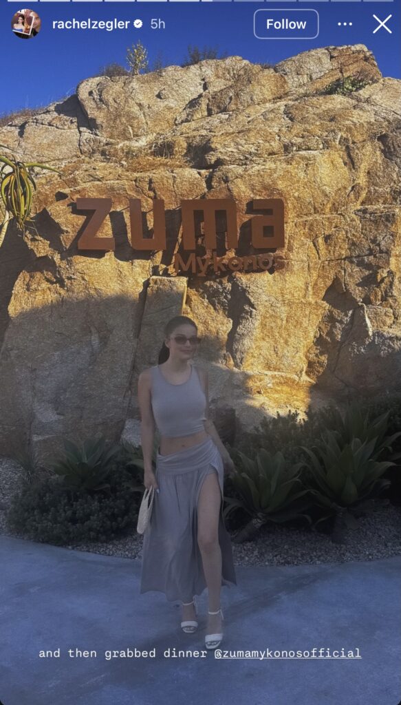 Rachel Zegler Toasts Summer in Mykonos With Zuma and Roka