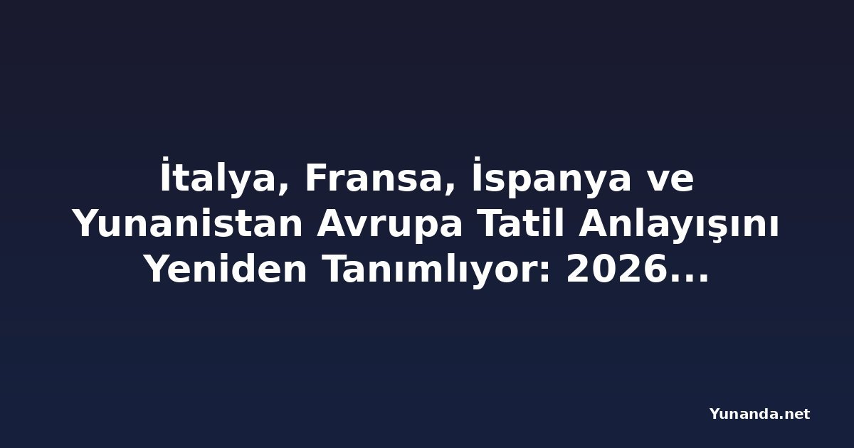 İtalya, Fransa, İspanya ve Yunanistan Avrupa Tatil Anlayışını Yeniden Tanımlıyor: 2026'da Gezginler Hediyelik Eşya Yerine Beceri ve Otantik Deneyimlerin Peşinde