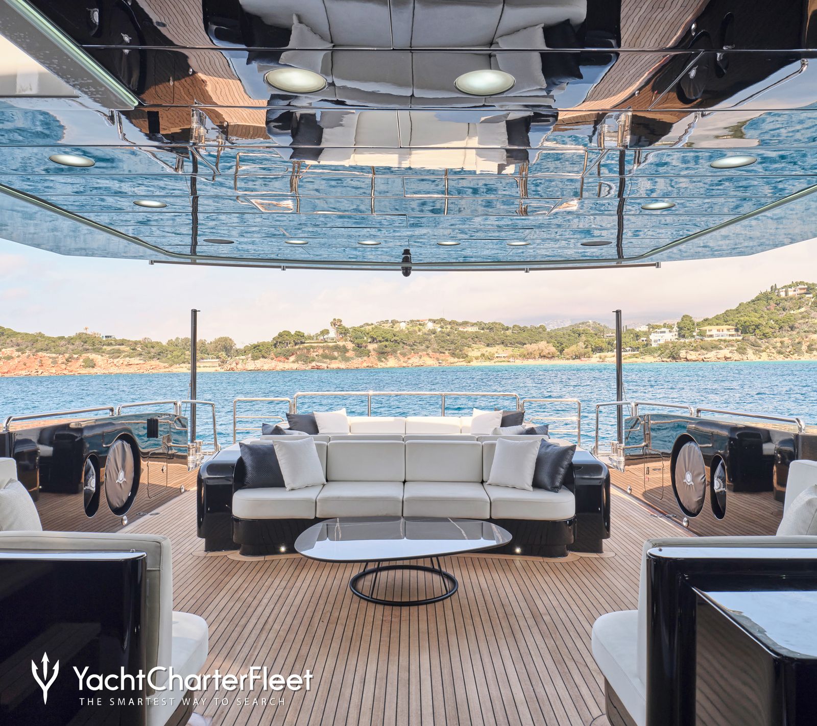 Charter yacht ABILITY exterior seating area on flybridge