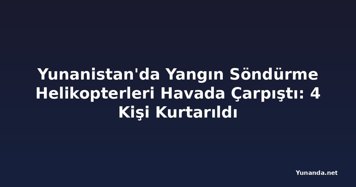 Yunanistan'da Yangın Söndürme Helikopterleri Havada Çarpıştı: 4 Kişi Kurtarıldı