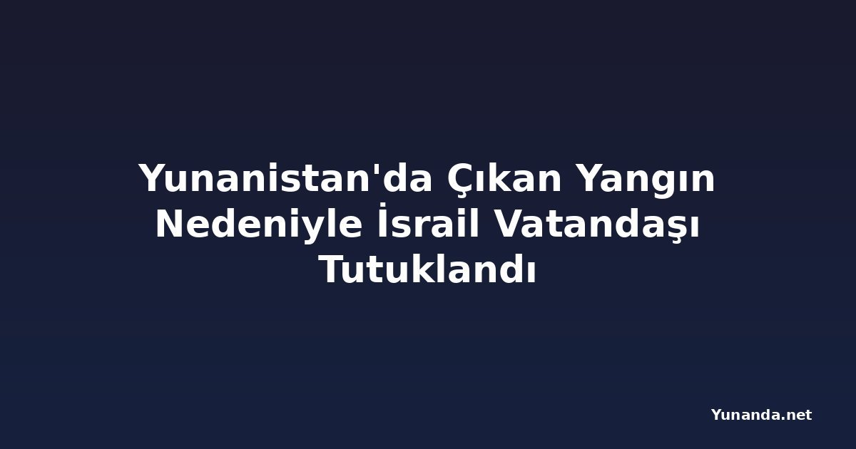 Yunanistan'da Çıkan Yangın Nedeniyle İsrail Vatandaşı Tutuklandı