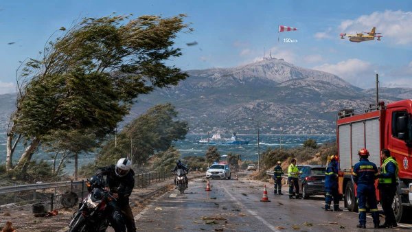 Attika'da Şiddetli Meltem Fırtınası: Rüzgar Hızı 150 km/saate Ulaştı