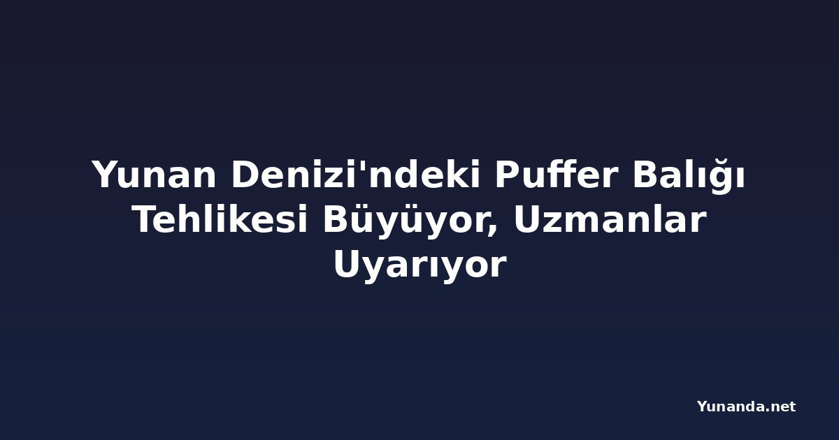Yunan Denizi'ndeki Puffer Balığı Tehlikesi Büyüyor, Uzmanlar Uyarıyor