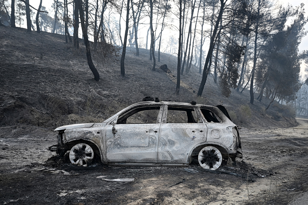 Aftermath of the wildfire that broke out in Kassandra, Halkidiki.