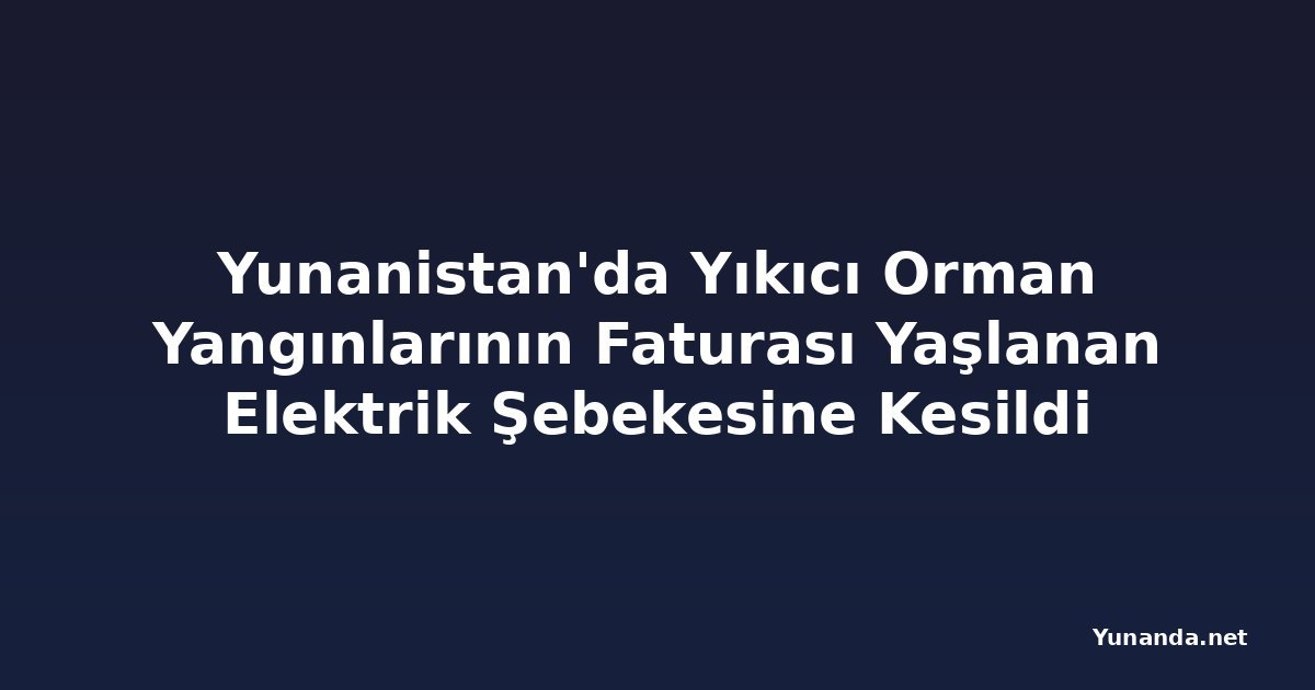 Yunanistan'da Yıkıcı Orman Yangınlarının Faturası Yaşlanan Elektrik Şebekesine Kesildi