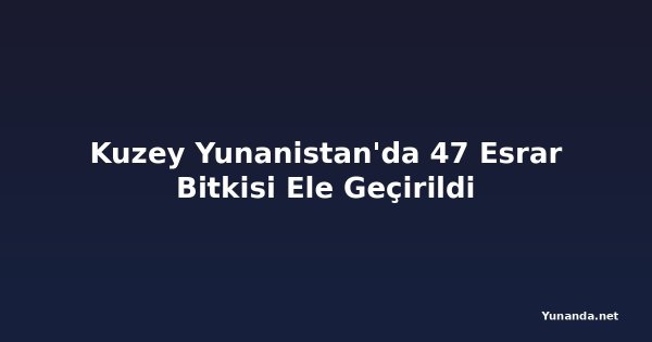 Kuzey Yunanistan'da 47 Esrar Bitkisi Ele Geçirildi