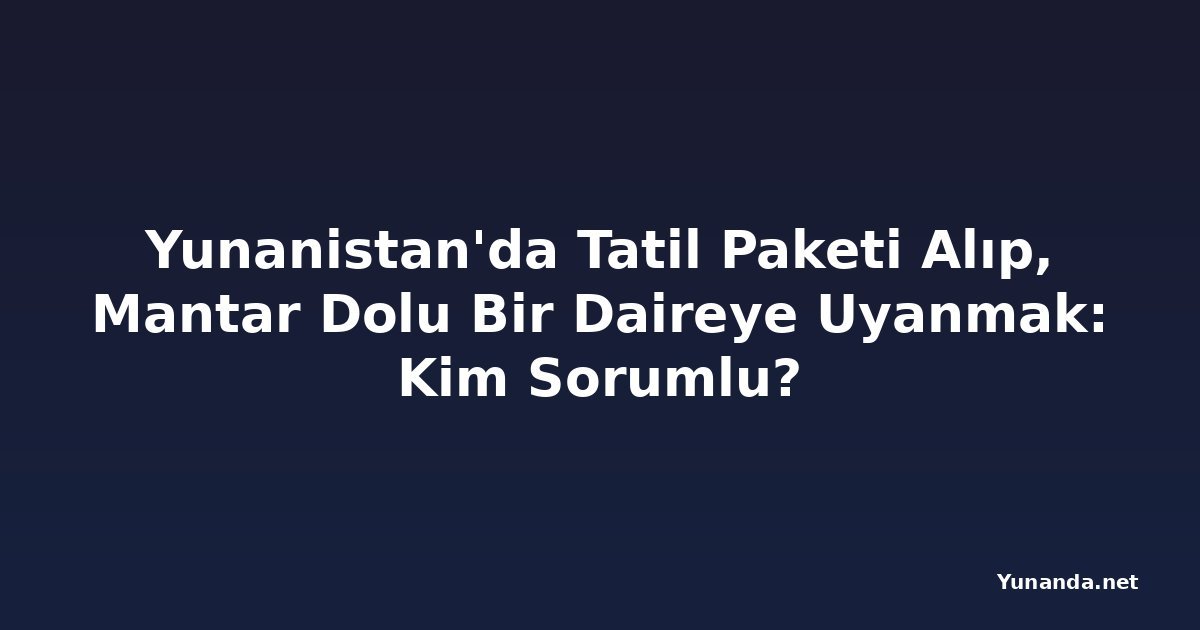 Yunanistan'da Tatil Paketi Alıp, Mantar Dolu Bir Daireye Uyanmak: Kim Sorumlu?