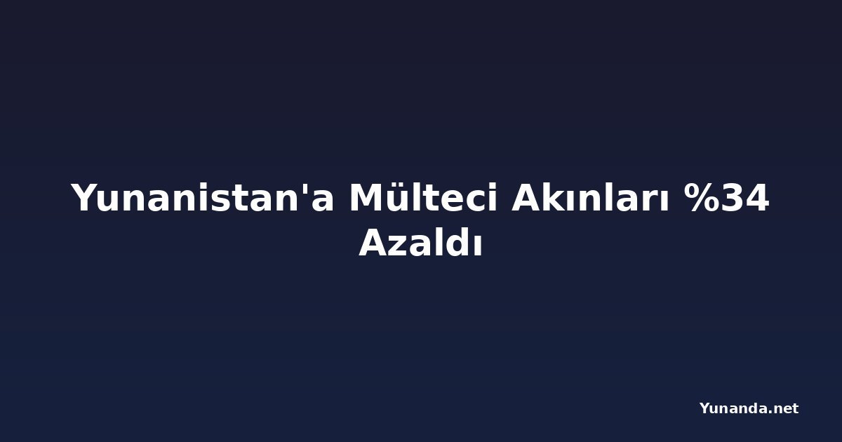 Yunanistan'a Mülteci Akınları %34 Azaldı
