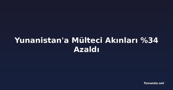 Yunanistan'a Mülteci Akınları %34 Azaldı