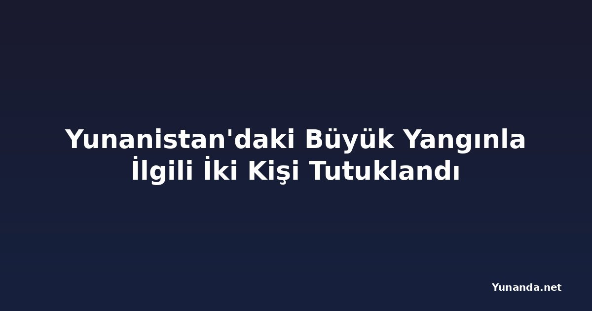 Yunanistan'daki Büyük Yangınla İlgili İki Kişi Tutuklandı