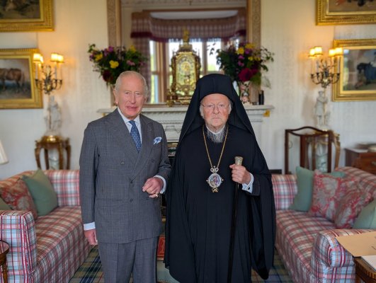 Kutsal ve kutsal ekümenik patrik Bartholomeos İskoçya'da Kral Charles ile görüştü