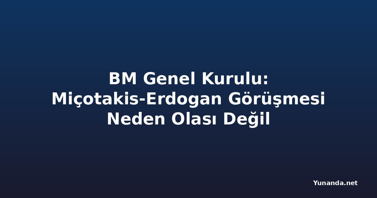 BM Genel Kurulu: Miçotakis-Erdogan Görüşmesi Neden Olası Değil
