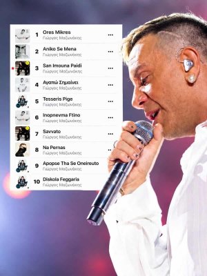 Giorgos Mazonakis Yunan müzik listelerini domine ediyor, ilk 10'un tamamını alıyor