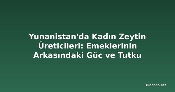 Yunanistan'da Kadın Zeytin Üreticileri: Emeklerinin Arkasındaki Güç ve Tutku