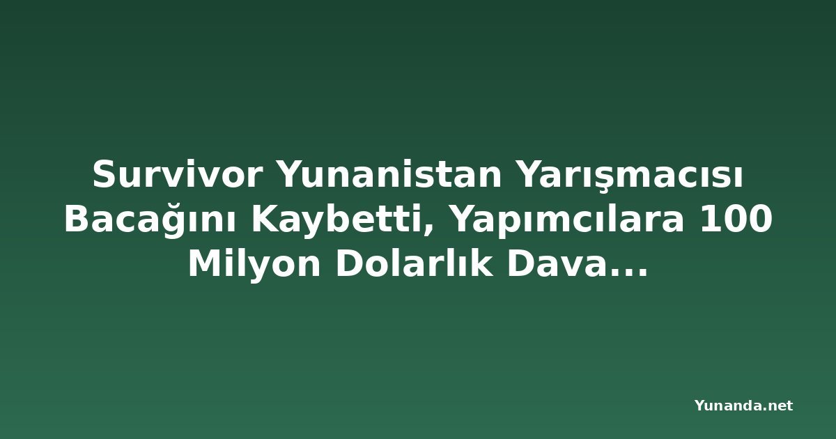 Survivor Yunanistan Yarışmacısı Bacağını Kaybetti, Yapımcılara 100 Milyon Dolarlık Dava Açtı