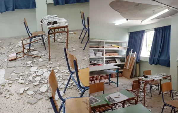 Vasilikion Ortaokulu 12 Ekim Pazartesi sıva düşmesi nedeniyle kapalı