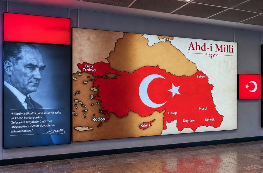 İstanbul'da kamuya açık harita Kıbrıs ve Rodos'u Türkiye sınırında gösteriyor