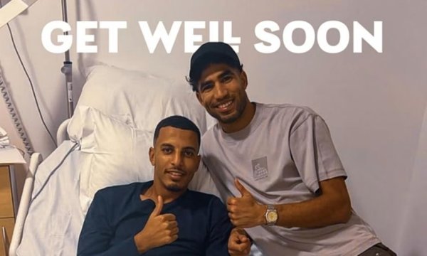 Ameliyat olan Panathinaikos'lu Ounahi'yi Fas milli takım arkadaşı Achraf Hakimi ziyaret etti