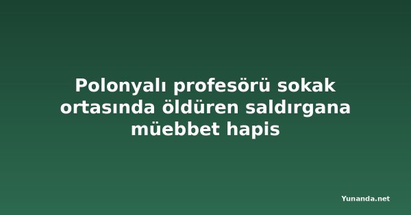Polonyalı profesörü sokak ortasında öldüren saldırgana müebbet hapis
